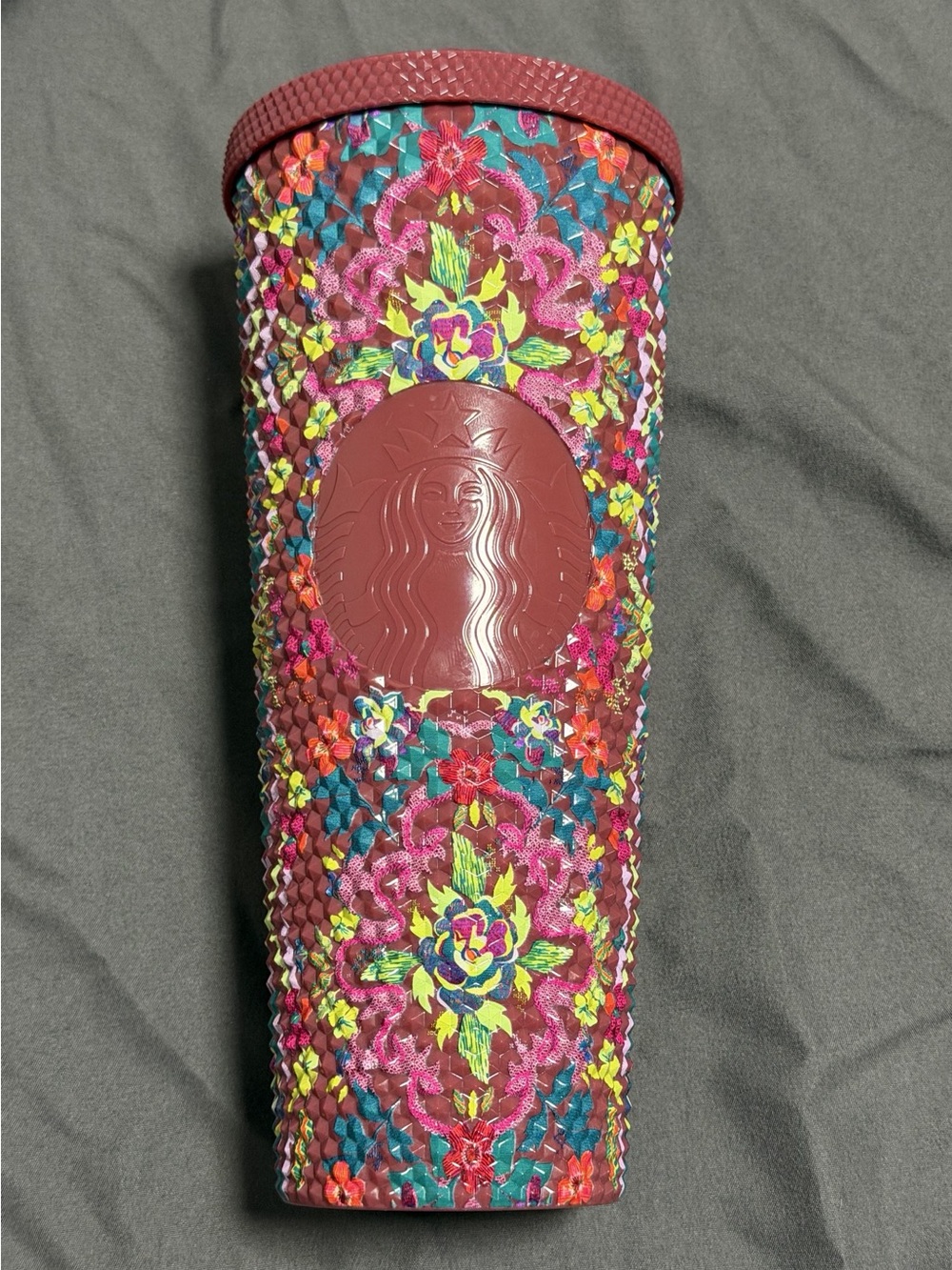 Starbucks 24oz Studded Tumbler Multicolor Red Lid No Straw